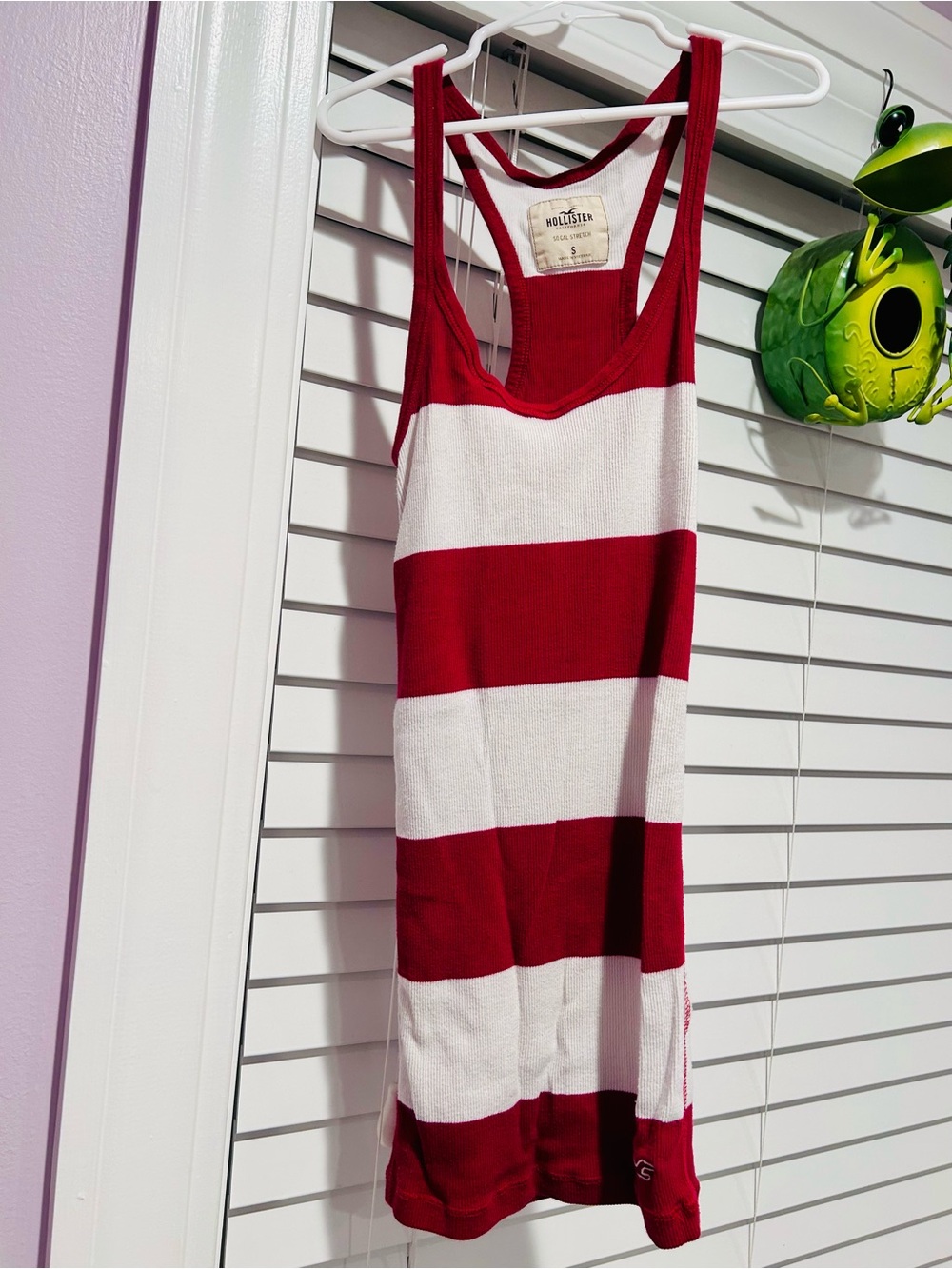 Hollister Red and White Striped Tank so cal stretch
